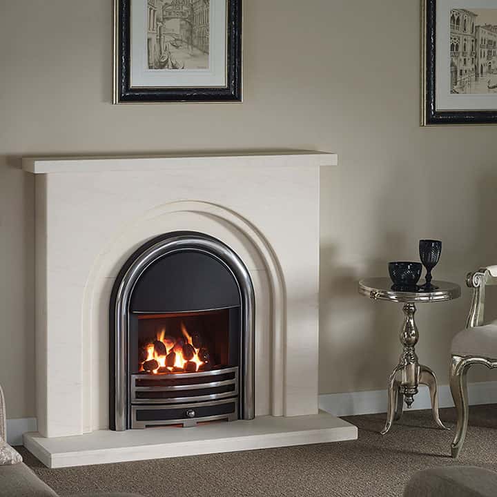 Fontal limestone suite with Provident gas fire